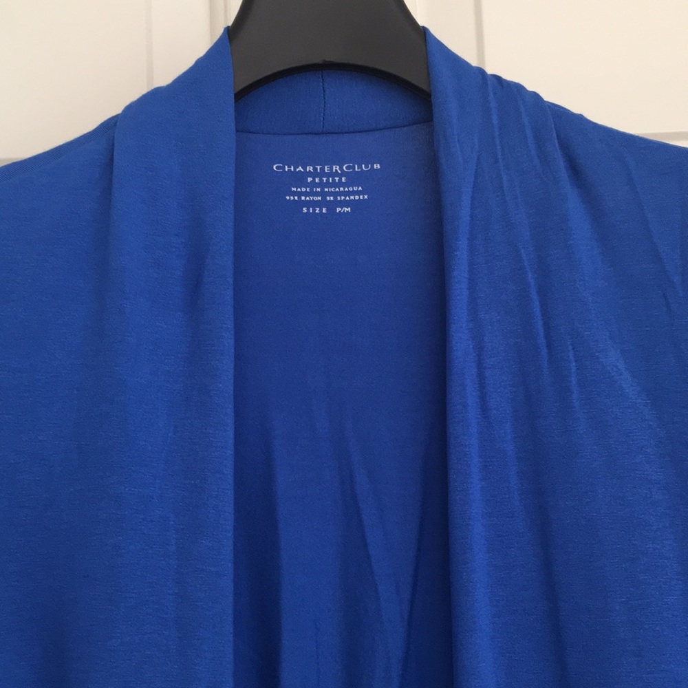 Charter Club Cardigan Petite Medium Blue Long Sleeves Back Cinched - Picture 4 of 9